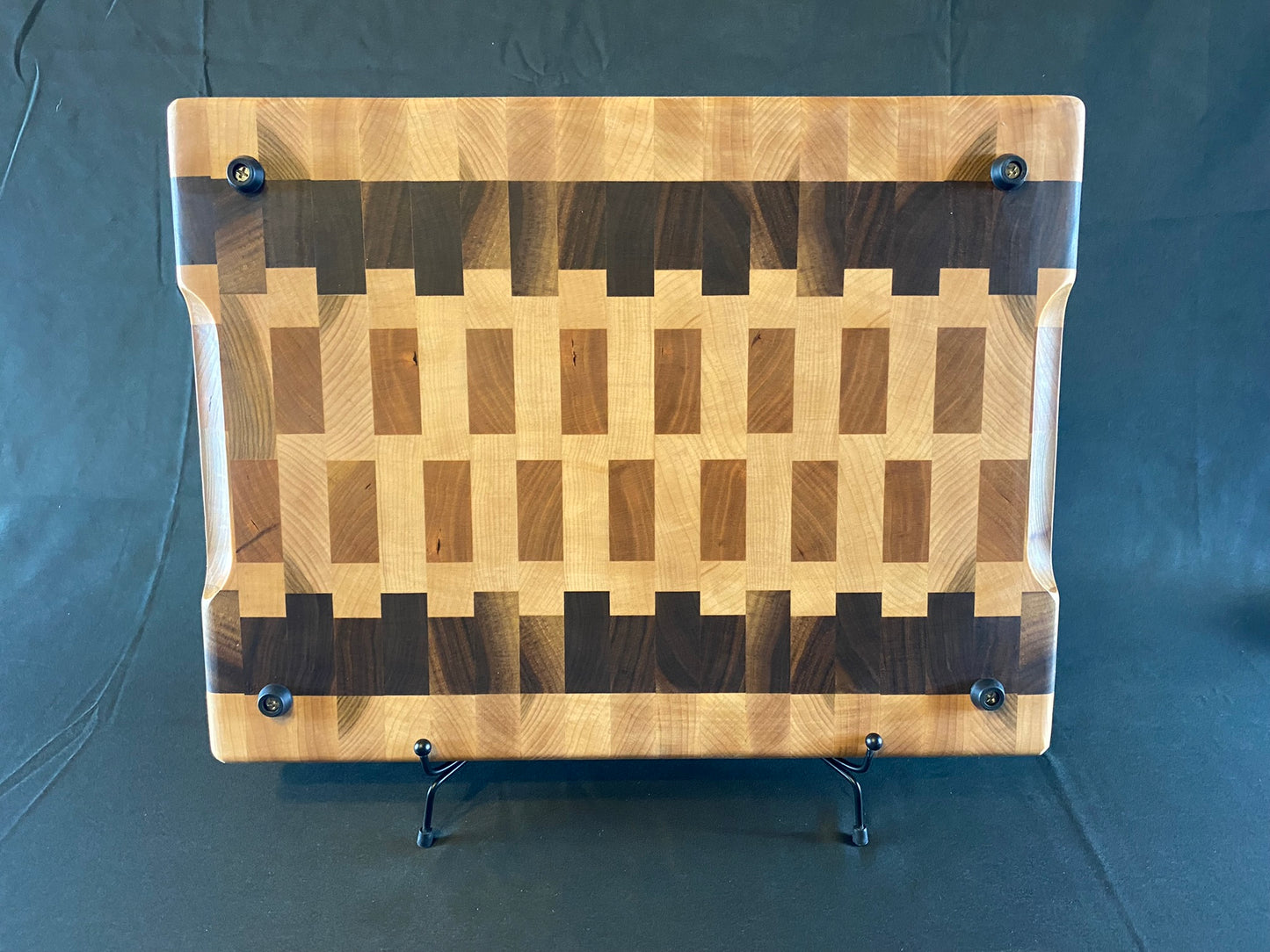 Curly Maple Walnut and Cherry End Grain Cutting Board