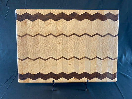 Maple Walnut Chevron Edge Grain Highly Figured Cutting Board