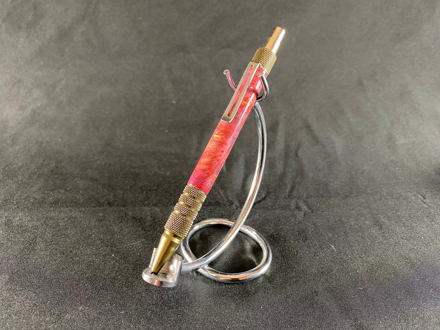 Triple Dyed Maple Burl Pink Purple Blue Burnt Bronze Custom Click Pen EDC